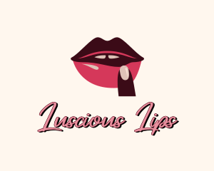 Lips - Lip Gloss Finger Mouth logo design