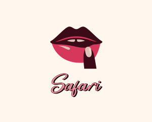 Lip Gloss Finger Mouth logo design