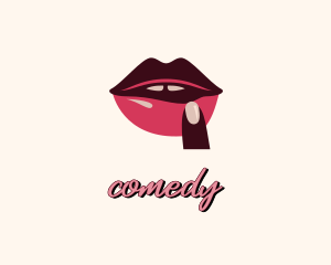 Lip Gloss Finger Mouth logo design