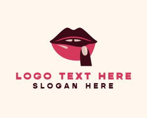 Lip Gloss Finger Mouth logo design