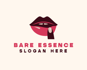 Lip Gloss Finger Mouth logo design