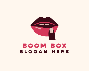 Lip Gloss Finger Mouth logo design