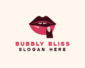 Lip Gloss Finger Mouth logo design