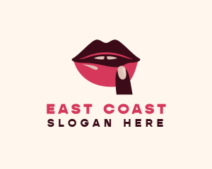 Lip Gloss Finger Mouth logo design