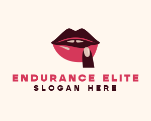 Lip Gloss Finger Mouth logo design