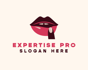 Lip Gloss Finger Mouth logo design