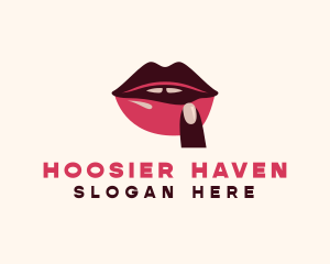 Lip Gloss Finger Mouth logo design