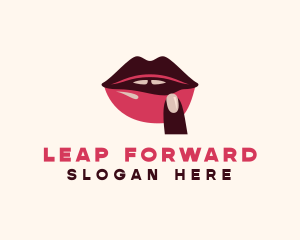 Lip Gloss Finger Mouth logo design