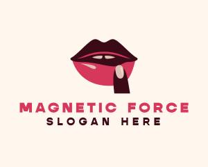 Lip Gloss Finger Mouth logo design