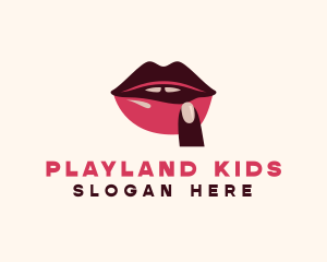 Lip Gloss Finger Mouth logo design