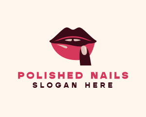 Lip Gloss Finger Mouth logo design