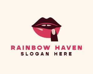 Queer - Lip Gloss Finger Mouth logo design