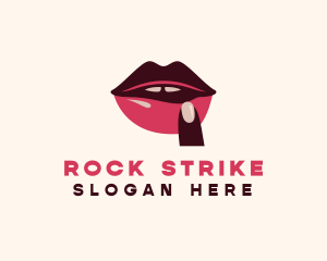 Lip Gloss Finger Mouth logo design