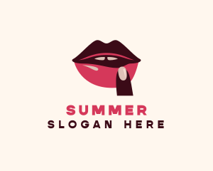 Lip Gloss Finger Mouth logo design