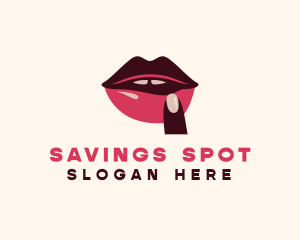 Lip Gloss Finger Mouth logo design