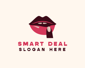 Lip Gloss Finger Mouth logo design