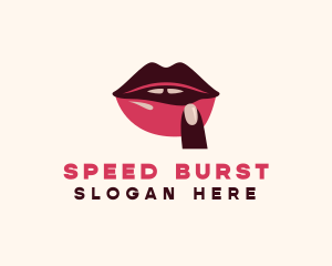 Lip Gloss Finger Mouth logo design