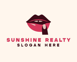 Lip Gloss Finger Mouth logo design