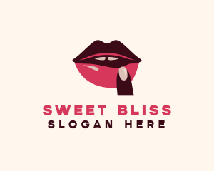 Lip Gloss Finger Mouth logo design