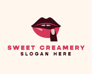 Lip Gloss Finger Mouth logo design