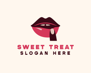 Lip Gloss Finger Mouth logo design