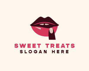 Lip Gloss Finger Mouth logo design