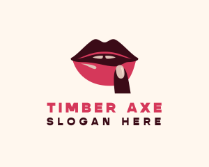 Lip Gloss Finger Mouth logo design