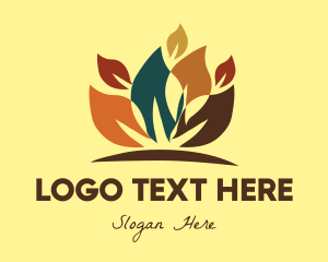 Vegan - Falling Autumn Leaves logo design