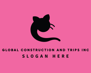 Silhouette - Swoosh Cat Letter C logo design