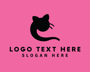 Kitty Cat - Swoosh Cat Letter C logo design