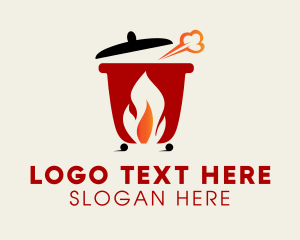 Slow Cooker - Fire Cooking Pot logo design