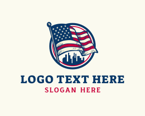 Skyline - American Flag Skyline logo design