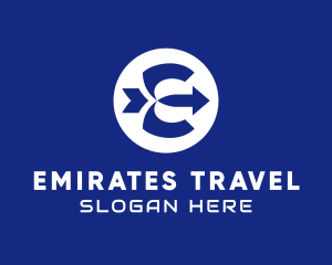 Travel Arrow Letter E logo design