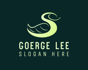 Vegan - Leaf Swan Letter S logo design