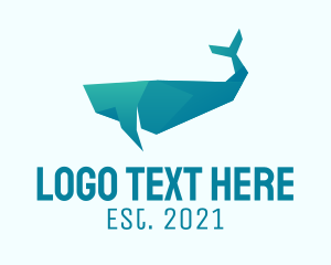 Whale - Blue Whale Origami logo design