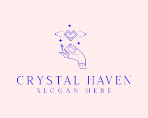 Spiritualism Crystal Heart logo design