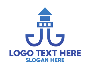 Blue Tower - Blue Lighthouse Tower logo design