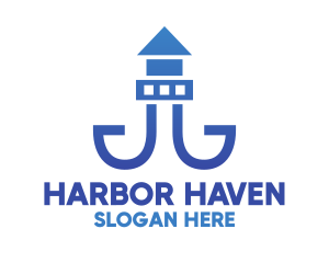 Harbor - Blue Lighthouse Tower logo design