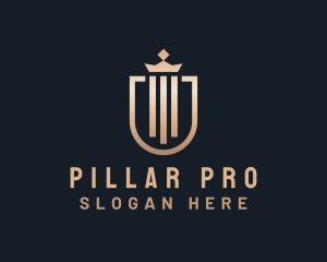 Crown Pillar Shield logo design