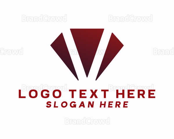 Ruby Diamond Letter V Logo