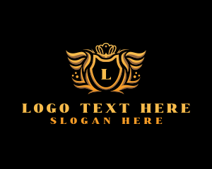 Gold - Crown Wing Shield logo design