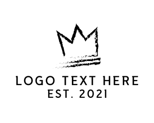 Black And White - King Crown Ink Hipster logo design