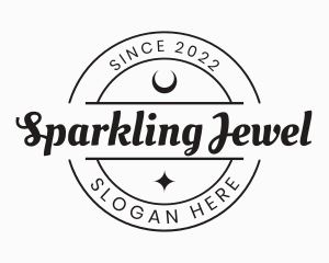 Moon Sparkle Emblem Wordmark logo design