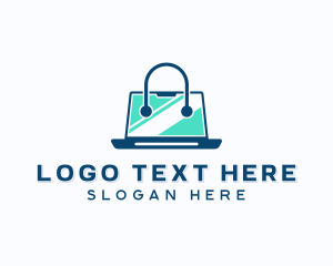 Shopping Bag - Laptop Tech Shopping logo design