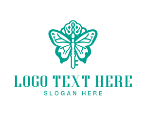 Wings - Green Butterfly Key logo design