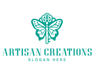 Green Butterfly Key logo design