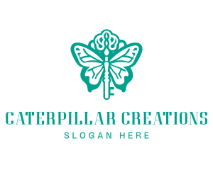 Green Butterfly Key logo design