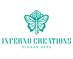 Green Butterfly Key logo design