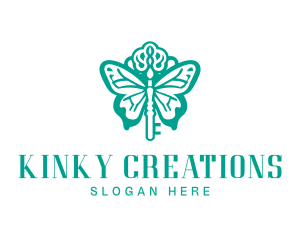 Green Butterfly Key logo design