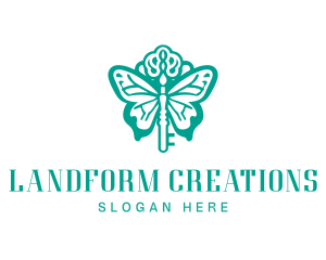 Green Butterfly Key logo design